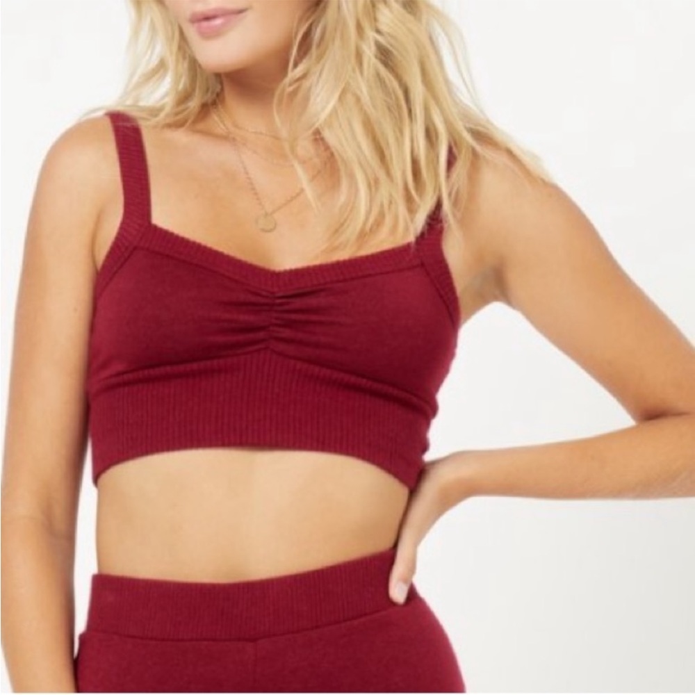 L*SPACE Revolve brand, Super Soft Knit Bralette in Cabernet NWT New- Size Small
